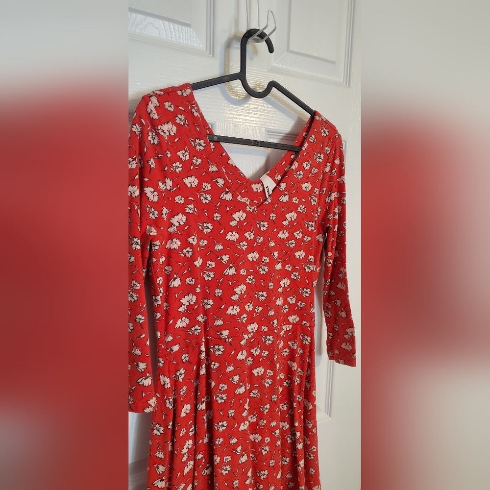 Pact Red Fit & Flare Dress Size Medium - Picture 3 of 5